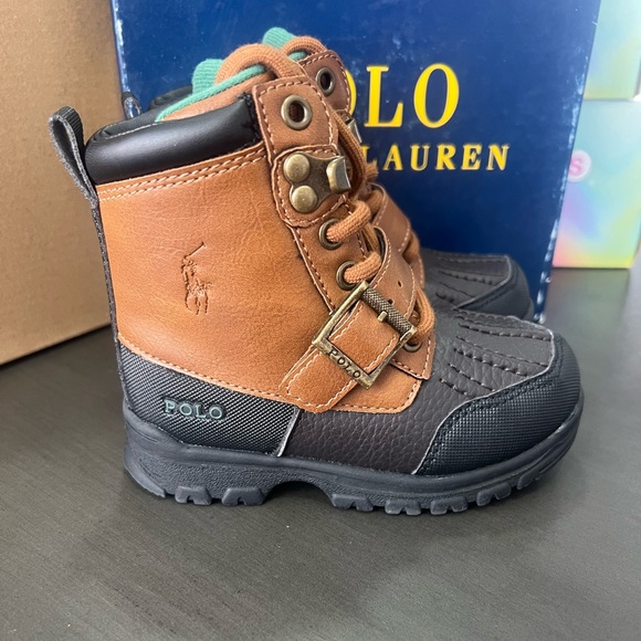 Polo by Ralph Lauren Boys Sz 7 Tan/Chocolate Colbey Boots - Picture 3 of 8